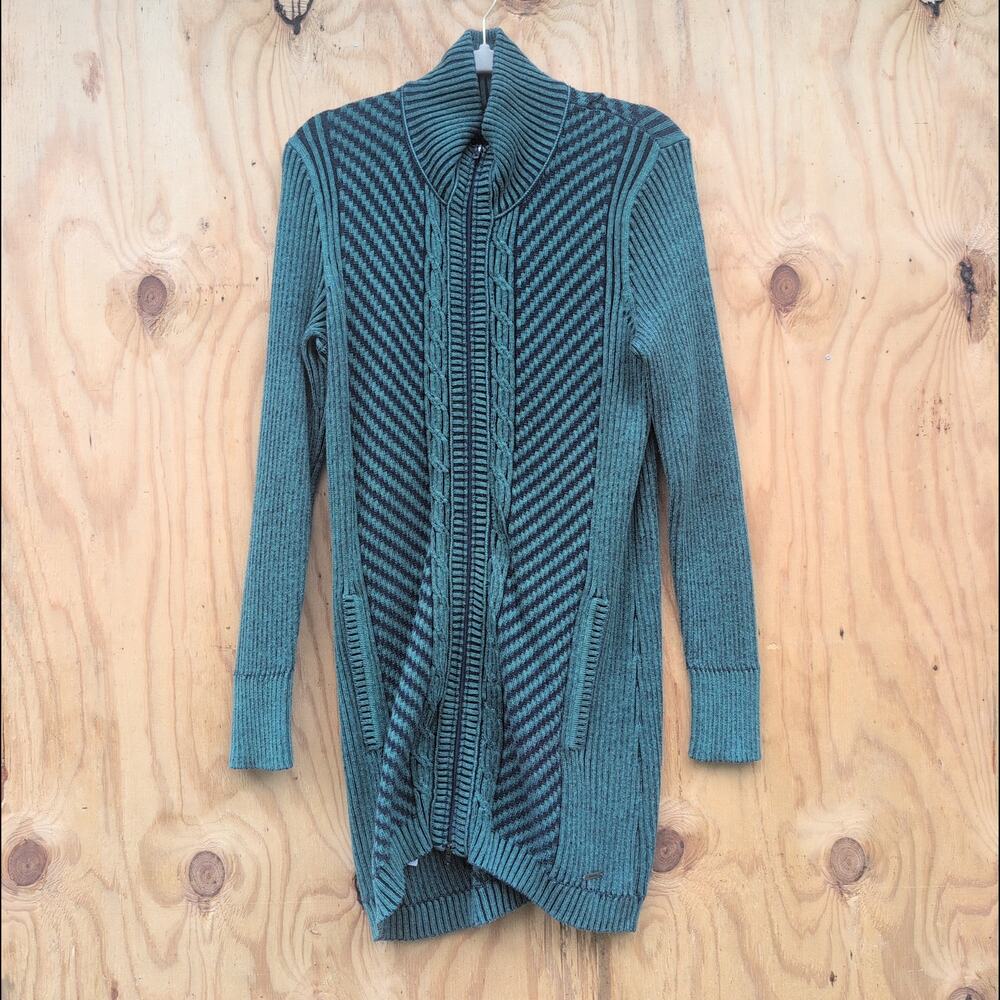 Eddie Bauer Cable Knit Long Tail Full Zip Cardigan Women's Large